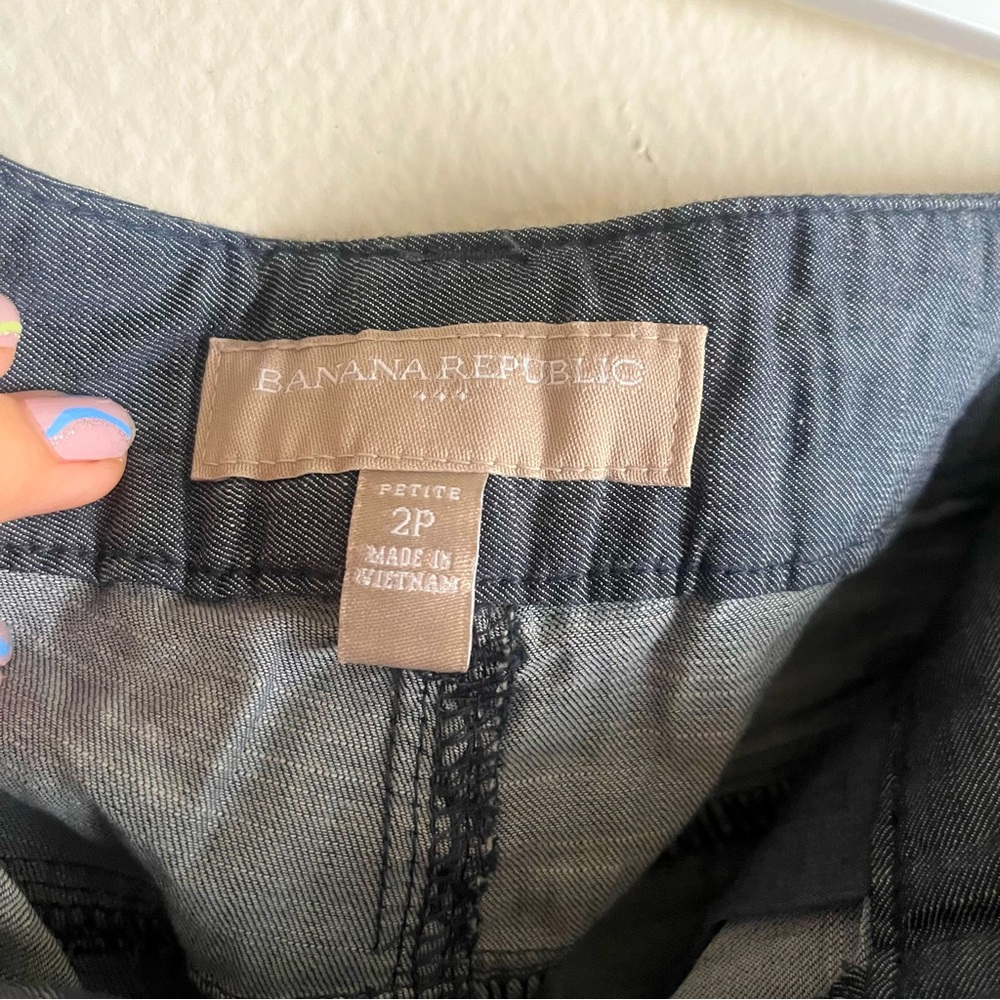 BANANA REPUBLIC Hampton Fit Chambray Shorts with STRAP, SIZE 2 PETITE NAVY BLUE - Picture 7 of 11